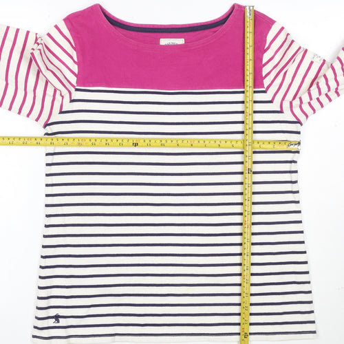 Joules Womens Multicoloured Striped Long Sleeve Cotton T-Shirt Size 14