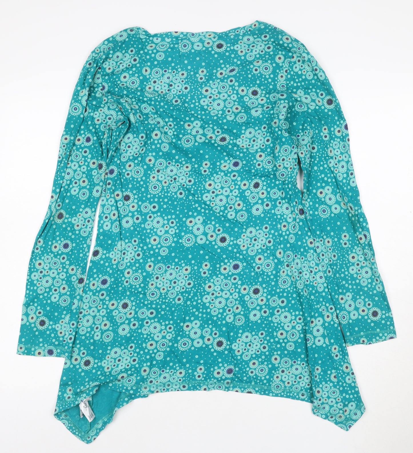 Mantaray Womens Blue Floral Tunic Long Sleeve Cotton Blouse Size 10
