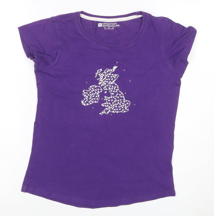 Mountain Warehouse Womens Purple Cotton Stretch T-Shirt UK 6