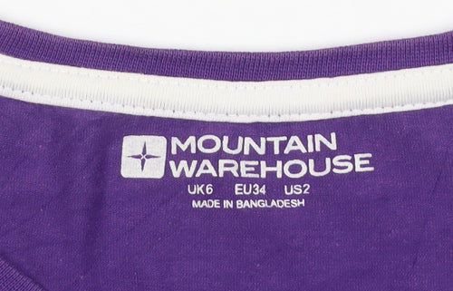 Mountain Warehouse Womens Purple Cotton Stretch T-Shirt UK 6