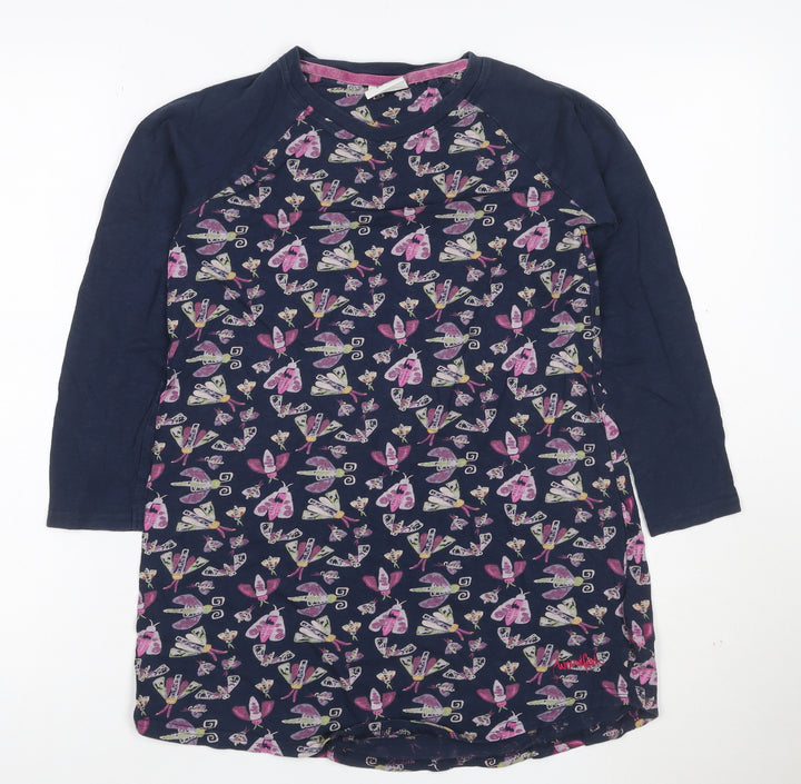 Weird Fish Girls Blue 9-10 Years Long Sleeve T-Shirt Dress Butterfly Print