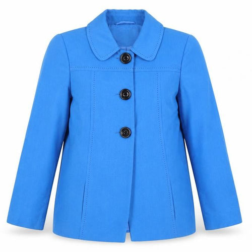 Wardrobe Women's Blue Mid-Length Polyester Button Jacket Size 14