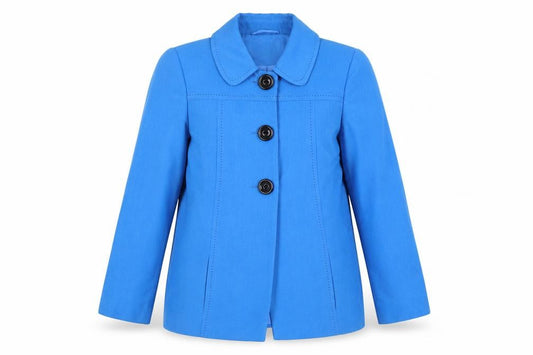 Wardrobe Women's Blue Mid-Length Polyester Button Jacket Size 14