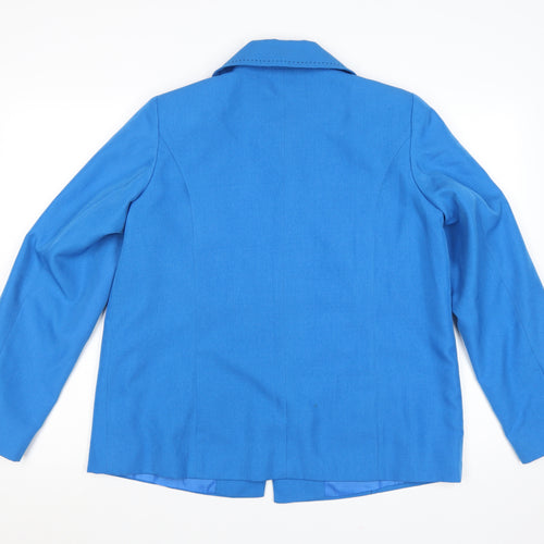 Wardrobe Women's Blue Mid-Length Polyester Button Jacket Size 14