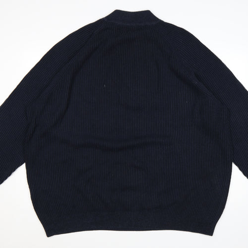 Jack & Jones Men’s Blue 3XL 1/2 Zip Chunky-Knit Mock Neck Jumper