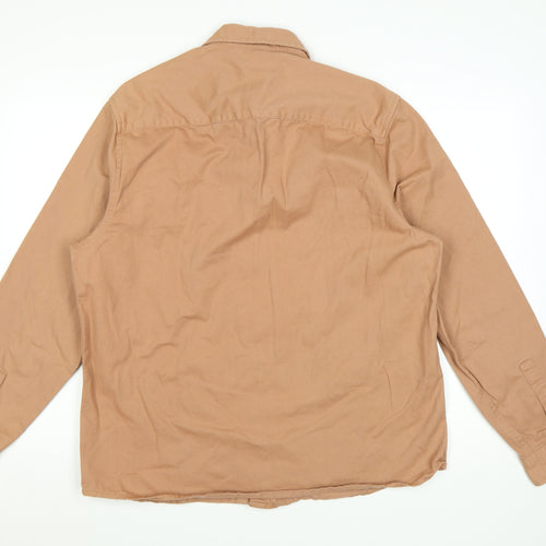 ASOS DESIGN Men's Brown Cotton Button-Up Shirt XL Long Sleeve