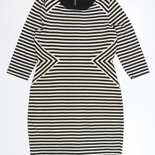 Fenn Wright Manson Women's Black Striped Bodycon Dress UK 14