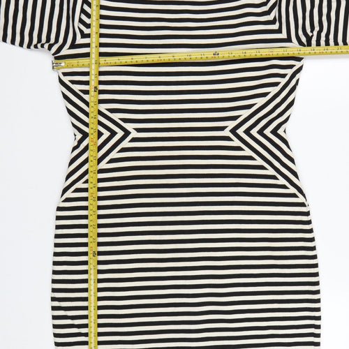 Fenn Wright Manson Women's Black Striped Bodycon Dress UK 14