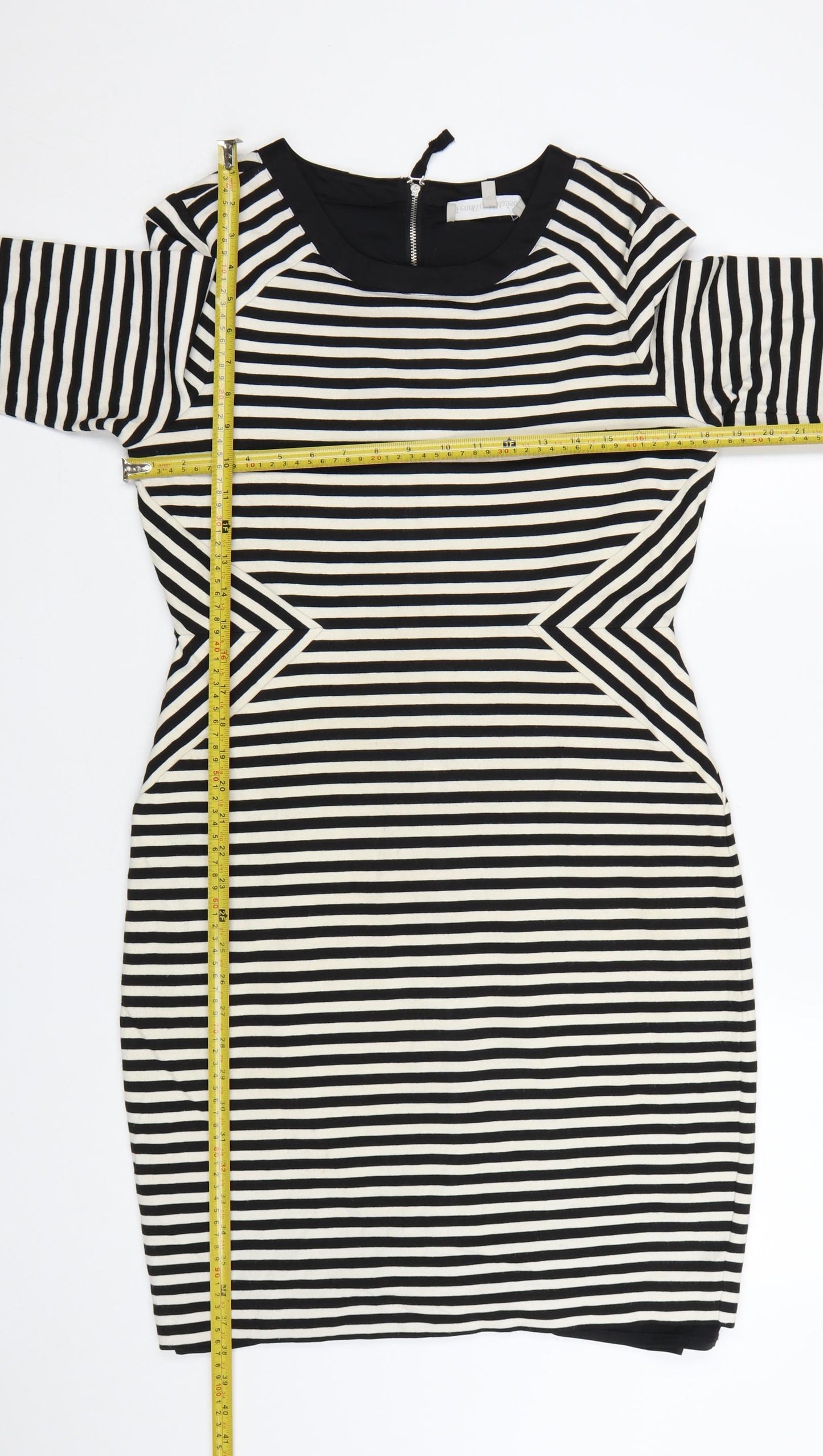 Fenn Wright Manson Women's Black Striped Bodycon Dress UK 14