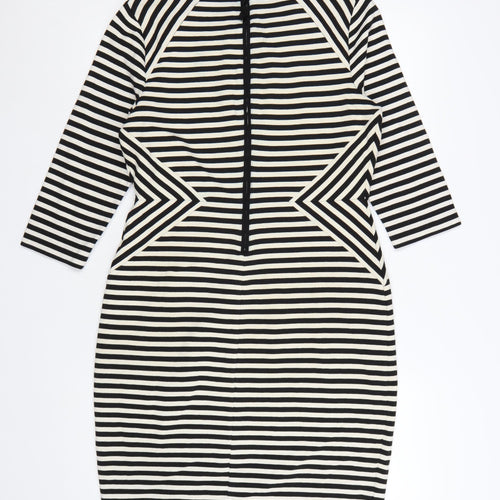 Fenn Wright Manson Women's Black Striped Bodycon Dress UK 14