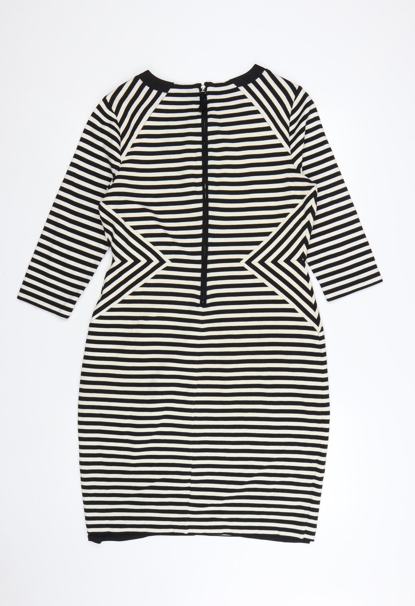 Fenn Wright Manson Women's Black Striped Bodycon Dress UK 14