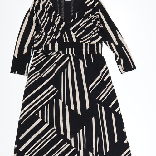Marks and Spencer Women Black Geometric Knit Wrap Dress Size 12
