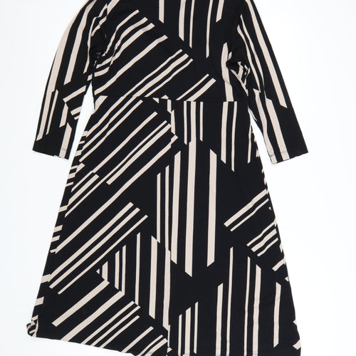 Marks and Spencer Women Black Geometric Knit Wrap Dress Size 12