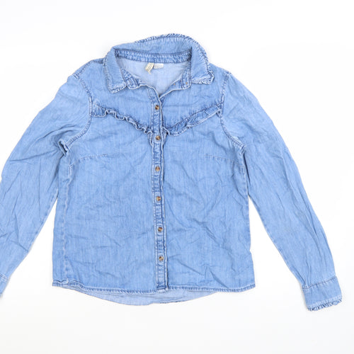 H&M Divided Women’s Blue Denim Button-Up Long Sleeve Blouse Size 8