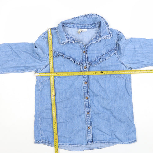 H&M Divided Women’s Blue Denim Button-Up Long Sleeve Blouse Size 8