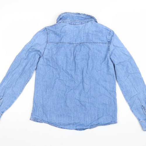H&M Divided Women’s Blue Denim Button-Up Long Sleeve Blouse Size 8