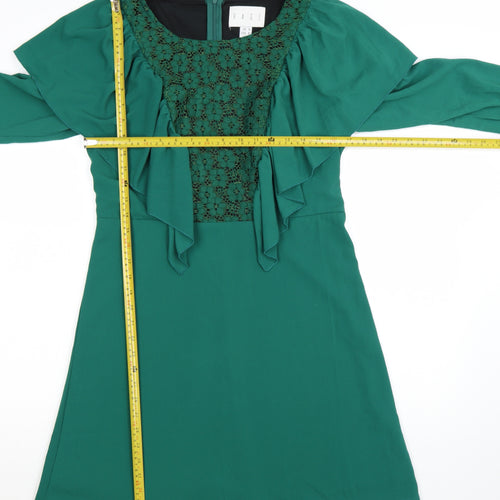 Rage Womens Green A-Line Ruffle Lace Short Dress Size 14