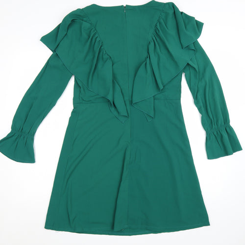 Rage Womens Green A-Line Ruffle Lace Short Dress Size 14