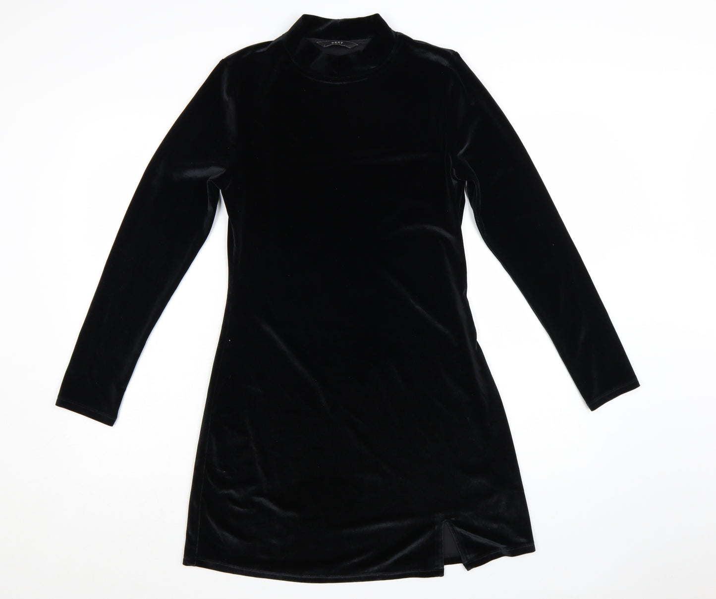 Next Women Black Velvet Bodycon Mini Dress Size 12