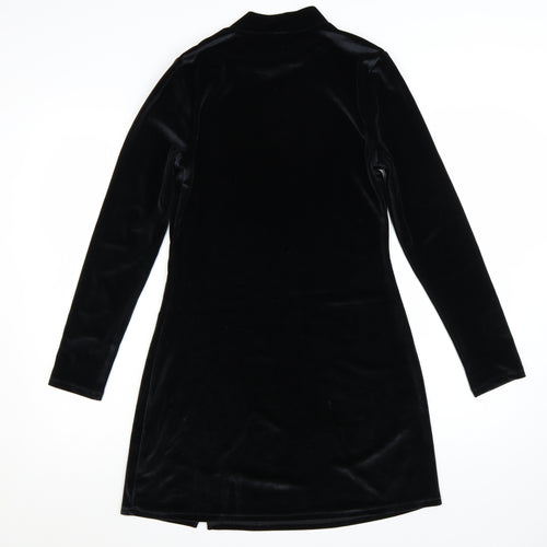 Next Women Black Velvet Bodycon Mini Dress Size 12