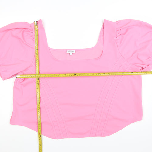 Simply Be Women's Pink Cropped Puff Sleeve Blouse Size 32