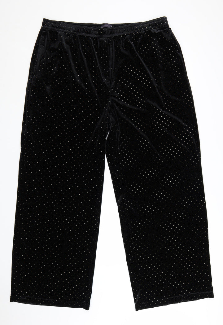 Marks and Spencer Womens Black Polka Dot Velvet Trousers Size 20