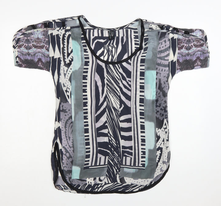 Guess by Marciano Women's Multicoloured Silk Tunic Blouse Size 8