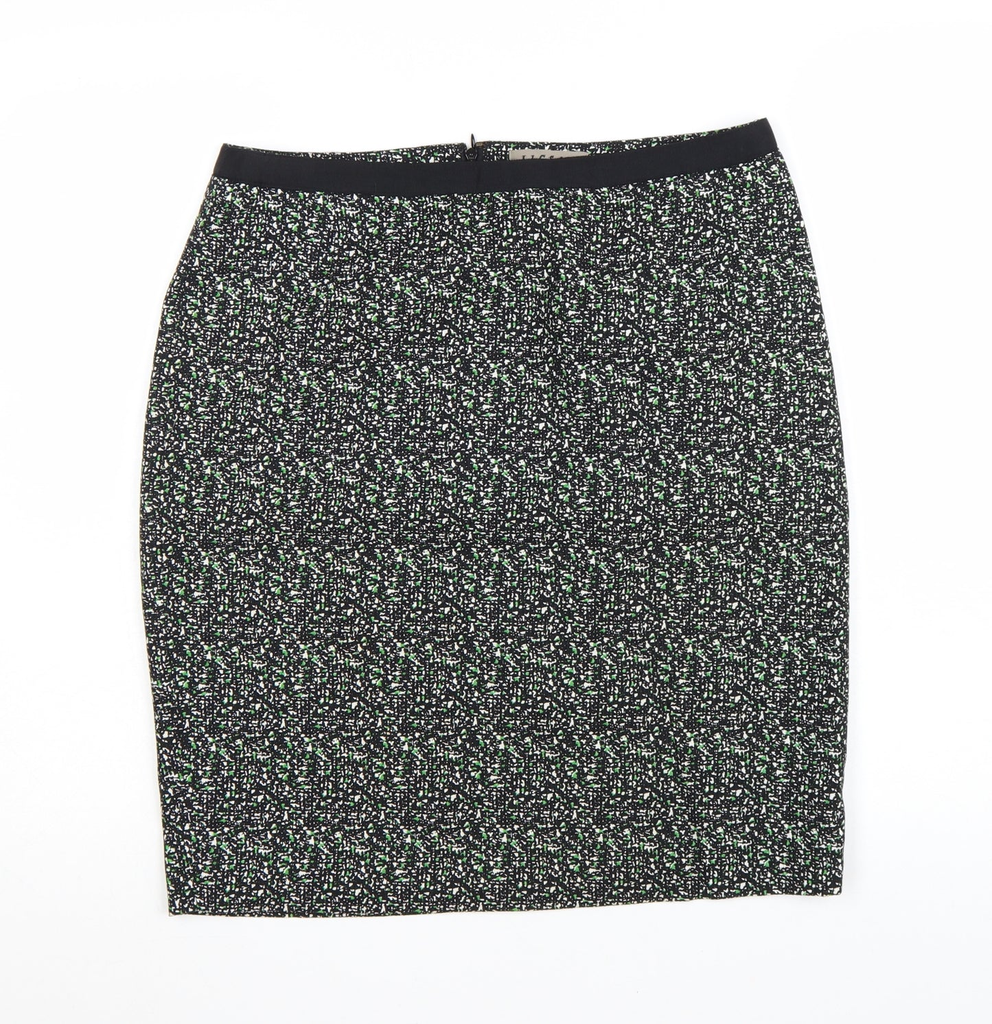 Jigsaw Women’s Black Knee Length Pencil Skirt Size 12 Cotton Tweed