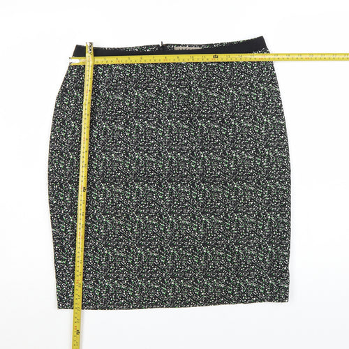 Jigsaw Women’s Black Knee Length Pencil Skirt Size 12 Cotton Tweed