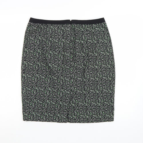 Jigsaw Women’s Black Knee Length Pencil Skirt Size 12 Cotton Tweed
