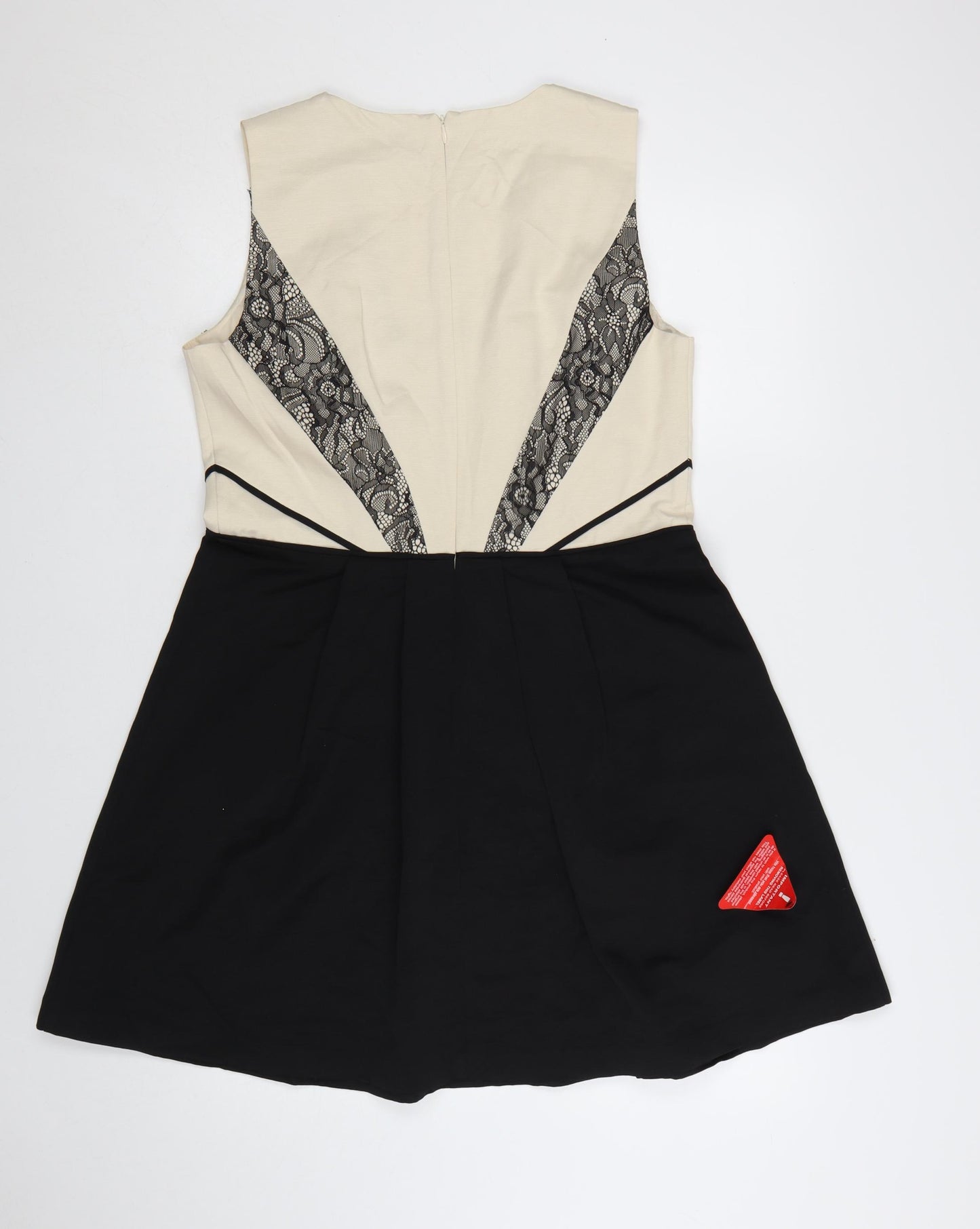 Oasis Women’s Beige & Black Lace Fit & Flare Sleeveless Dress UK 16