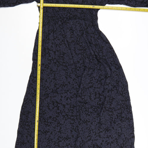 Zara Women's Blue Floral Midi Fit & Flare Dress XS