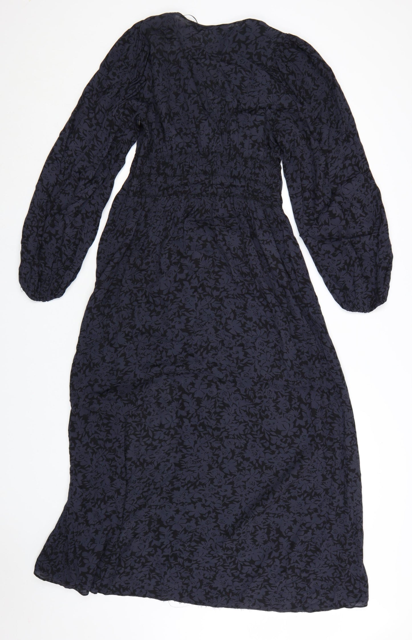Zara Women's Blue Floral Midi Fit & Flare Dress XS