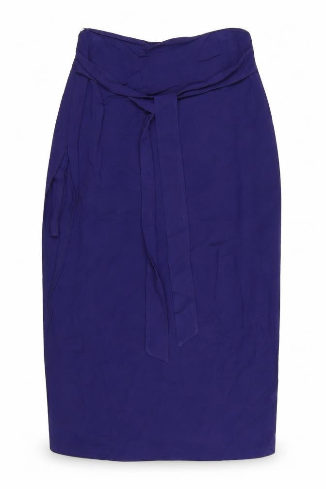 Front view of Marks & Spencer Women Blue Viscose Midi Wrap Skirt, size 12