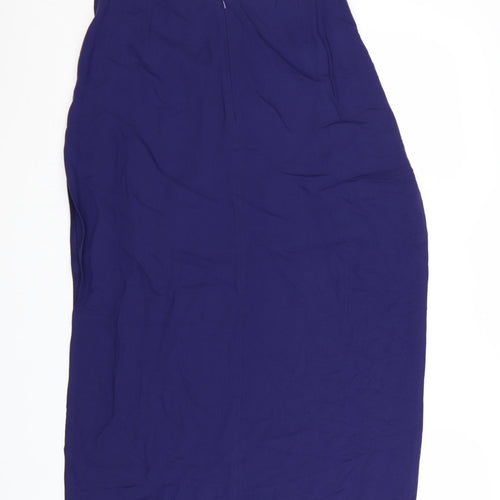 Marks and Spencer Women Blue Viscose Midi Wrap Skirt Size 12