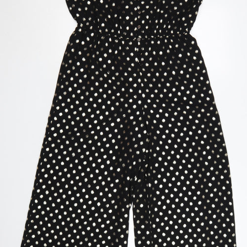 Roman Women’s Black Gold Polka Dot Sleeveless Jumpsuit Size 12