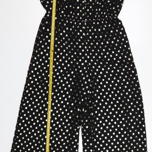 Roman Women’s Black Gold Polka Dot Sleeveless Jumpsuit Size 12