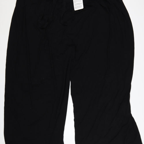 ASOS DESIGN Women's Black Wide-Leg Viscose Trousers UK 30 Curve Elastic Waist
