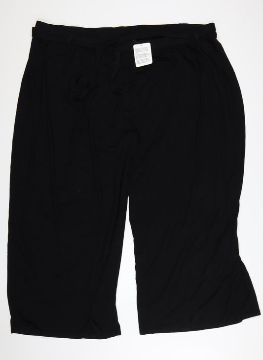 ASOS DESIGN Women's Black Wide-Leg Viscose Trousers UK 30 Curve Elastic Waist