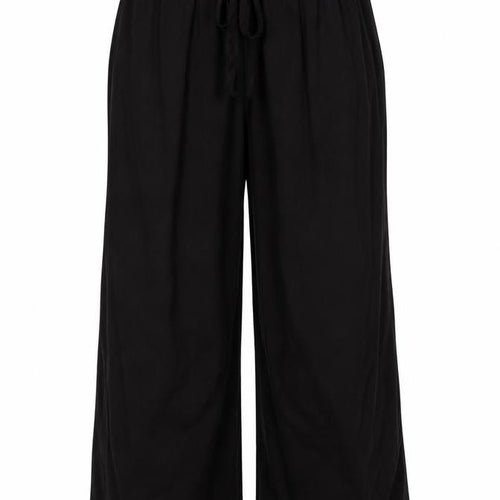 ASOS DESIGN Women's Black Wide-Leg Viscose Trousers UK 30 Curve Elastic Waist