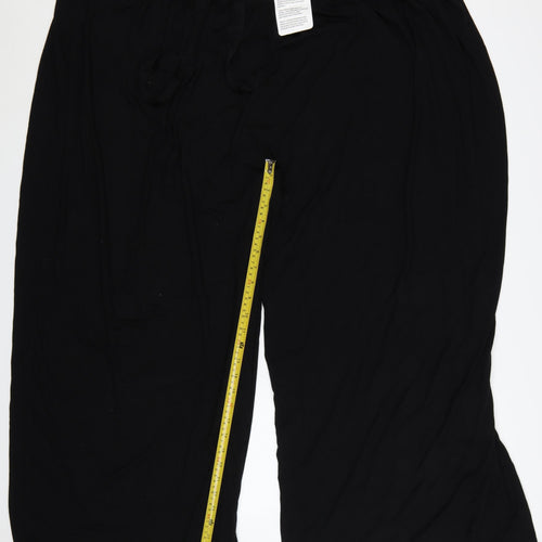 ASOS DESIGN Women's Black Wide-Leg Viscose Trousers UK 30 Curve Elastic Waist
