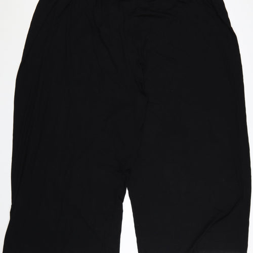 ASOS DESIGN Women's Black Wide-Leg Viscose Trousers UK 30 Curve Elastic Waist