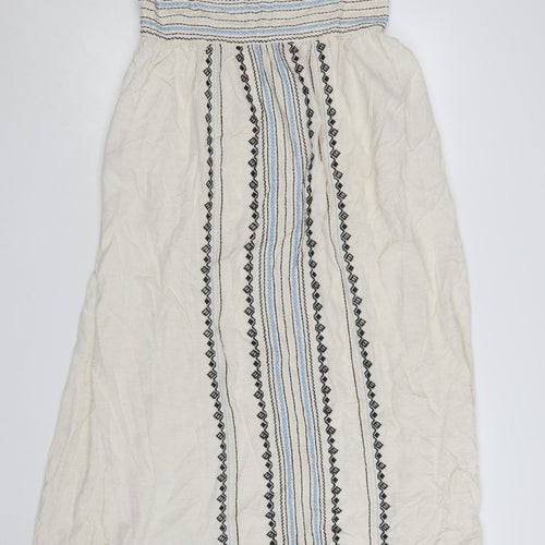 Next Women Ivory Embroidered Maxi Dress Size 18 Boho Summer Style