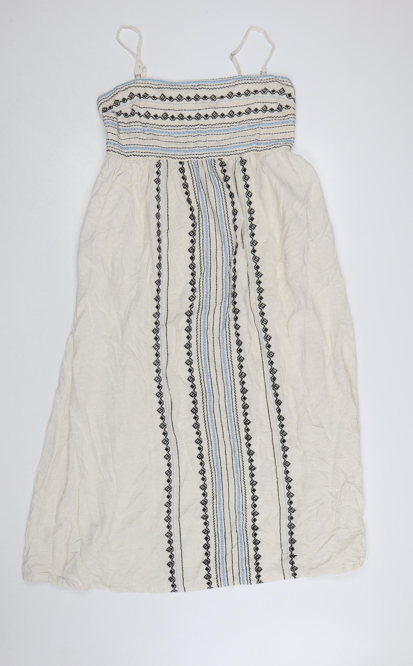 Next Women Ivory Embroidered Maxi Dress Size 18 Boho Summer Style