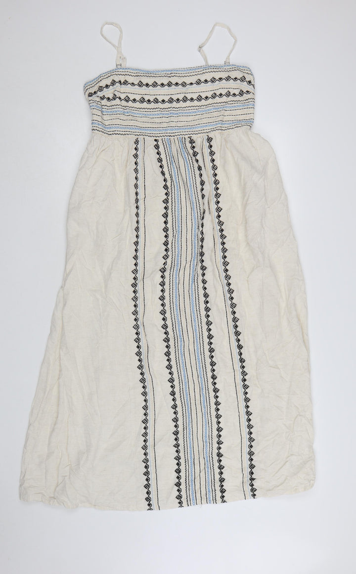 Next Women Ivory Embroidered Maxi Dress Size 18 Boho Summer Style