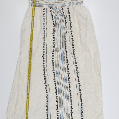 Next Women Ivory Embroidered Maxi Dress Size 18 Boho Summer Style