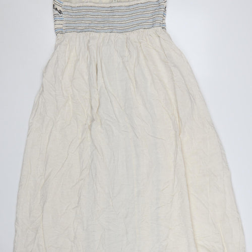 Next Women Ivory Embroidered Maxi Dress Size 18 Boho Summer Style