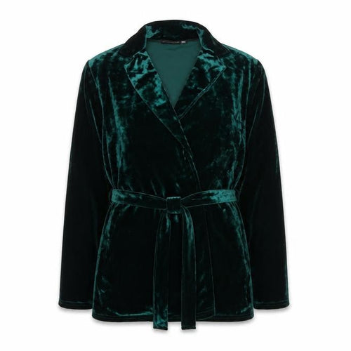 PrettyLittleThing Women Green Velvet Wrap Blouse UK 10 Long Sleeve