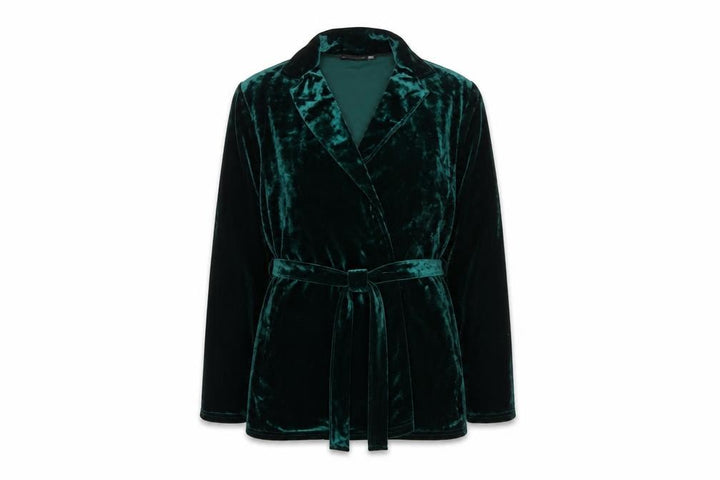 PrettyLittleThing Women Green Velvet Wrap Blouse UK 10 Long Sleeve