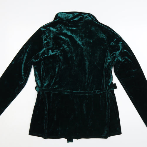 PrettyLittleThing Women Green Velvet Wrap Blouse UK 10 Long Sleeve